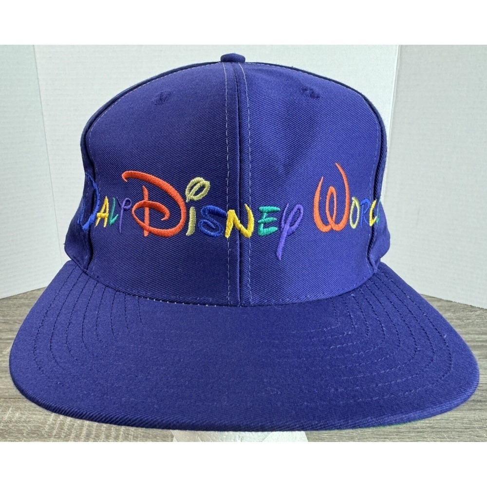 Walt Disney World SPELL OUT ~ Goofy's Hat Co  ~ Adjustable Purple Green Brim Vtg
